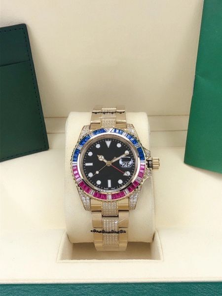 

st quality mens watch ceramic bezel automatic 2813 movement men's mechanical stainless steel watches diamond bracelet male wristwatches, Slivery;brown