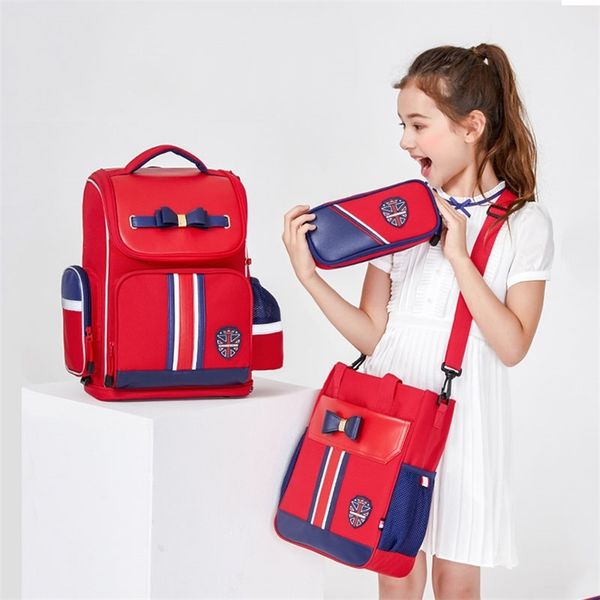 3 pcs / set 1-3-6 grau sacos da escola criança para 6-12 anos meninas crianças moda escola ortopédica escola mochila mochilas infantil 211025