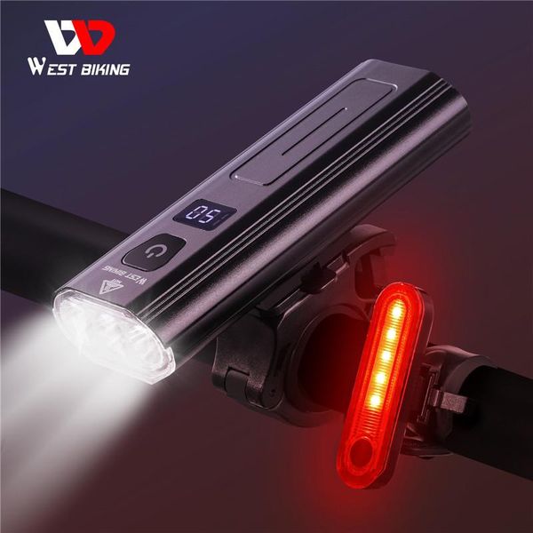

west biking bicycle usb front light led 5200mah 3 beads headlight with power bank double brackets rear lantern mtb accessories