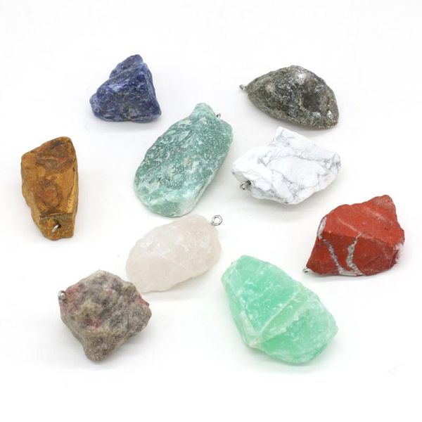 

charms fashion natural stone raw ore pendants necklace tourmaline clear quartz fluorite diy jewelry making 1pc wholesale, Bronze;silver