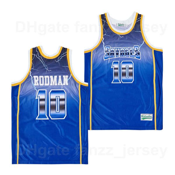 

moive fruytful saynges of david #10 dennis rodman jersey men hipÂ hop breathable for sport fans hiphop pure cotton shirt team color blue away, Black