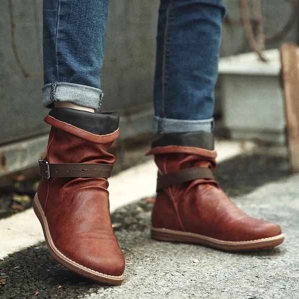 

winter women boots flat casual shoes brown leather ankle boots comfortable soft handmade botines mujer botas125, Black;white