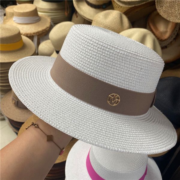 

grade female standard straw leisure white beach visor sun hat, Yellow