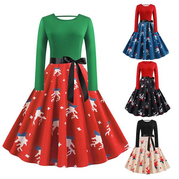 

881#3d christmas hepburn digital print large swing skirt waist length s women's, Black;gray