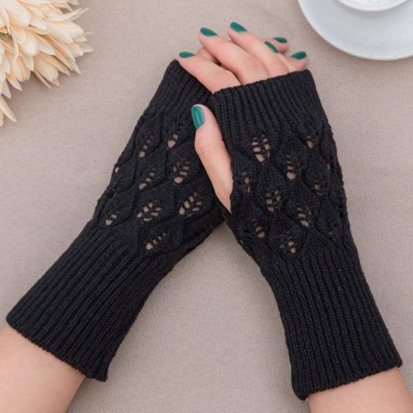

fingerless gloves 2021 winter warm exposed finger women autumn knitted for glove wrist mittens solid gray acc, Blue;gray