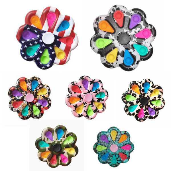 

colorful novelty flower fidget spinner toys cool shape deskgame finger pushing 12 sides push bubble anxiety decompression party gifts