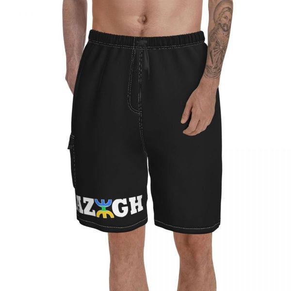 

men's shorts promo pocket beach pants amazigh a3 causal berber flag breathable quick dry print graphic cool hawaii, White;black