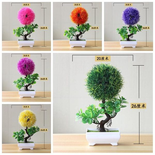 

20x26cm artificial green flower grass ball plants bonsai small tree potted bonsai home desktable party ornament fake plants