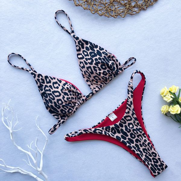 

triangle string swimwear women micro bathing suit push up leopard print swimsuit female brazilian thong bikini 2019
