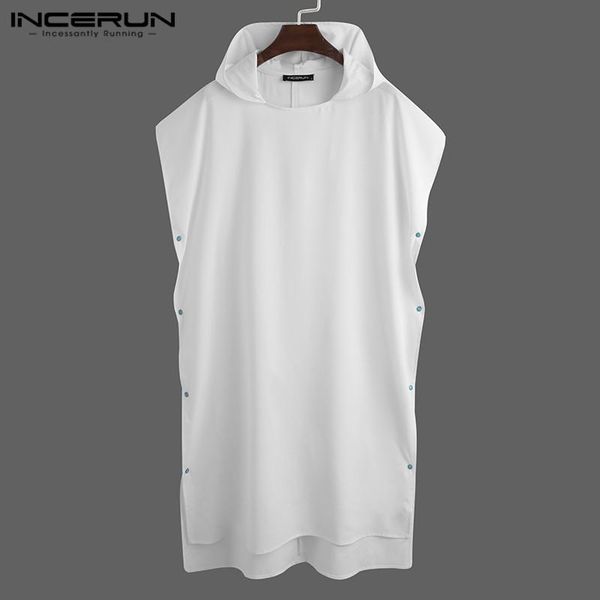 

men's sleepwear men robes hooded short sleeve quick dry solid color nightgown leisure bathrobes button homewear mens beach incerun s-5x, Black;brown