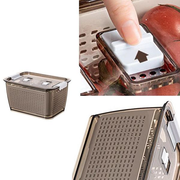 

storage bottles & jars kitchen plastic box,fresh-keeping box,refrigerator fruit vegetable drain crisper,storage containers with lid