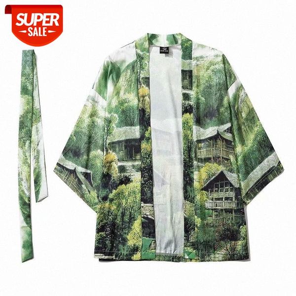 

three-quarter sleeve shirt men's loose chinese feng shui painting sunscreen jacket thin ancient style very fairy couple taoist gown #a7, White;black