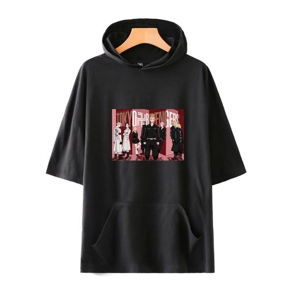 

women's t-shirt tokyo revengers hooded tshirt summer short sleeve hoodies t shirt print harajuku tshirts streetwear, White
