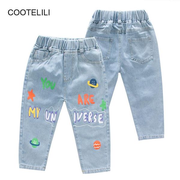 

cootelili fashion kids letters jeans clothes classic pants denim clothing children baby boy casual bowboy long trousers, Blue