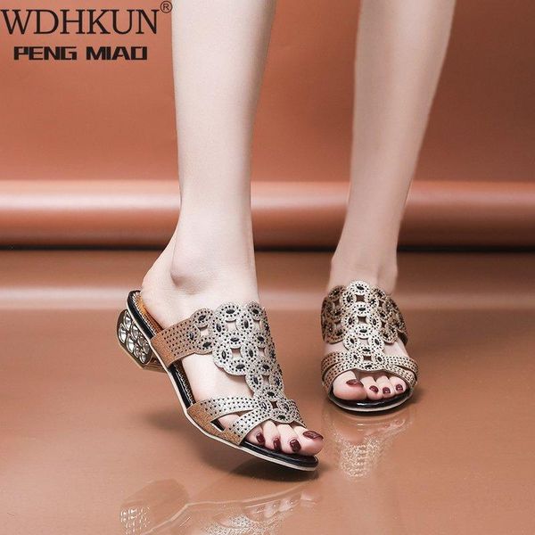 

sandals women 2021 summer fashion high heel crystal casual ladies shoes heels rhinestone slippers e878, Black