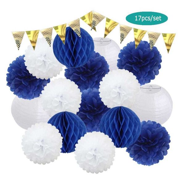 Mi Primera Comunione Decorazione Royal Blue Pompon in tessuto 8 