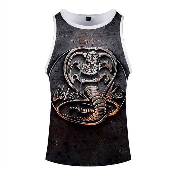 

the karate kid cobra kai bodybuilding tank fashion summer vest gym fitness tee singlet, White;black
