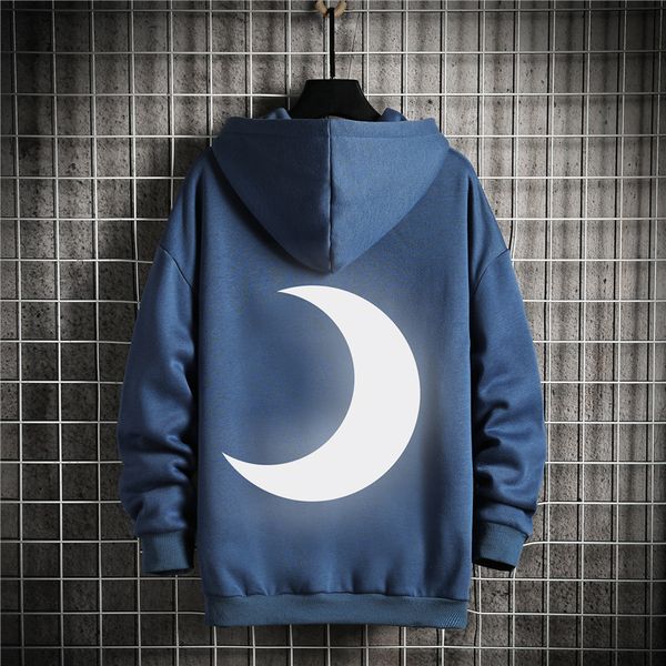 

2021 new moon reflection hoodie hip hop hooded hoodies japanese casual sweatshirts streetwear men reii, Black
