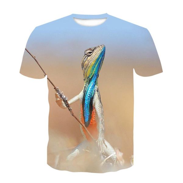 

men's t-shirts t-shirt 3d printed lizard snake tshirt fashion cute animal pattern men and women clothing t shirt, White;black