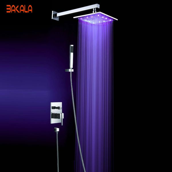 

bathroom shower sets luxury wall mount color changing rain set faucet 10"shower head with led tub br-1010a nsc2