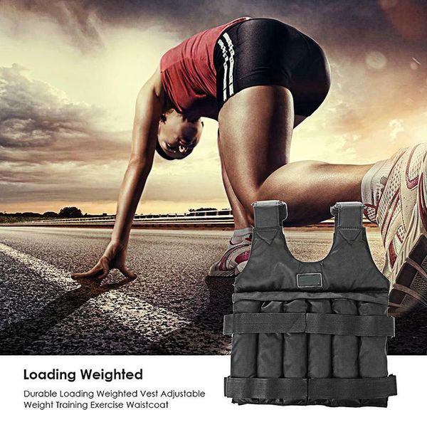 

hunting jackets 20kg 50kg loading weight vest for boxing training workout adjustable waistcoat jacket sand clothing fitness gym equipment, Camo;black