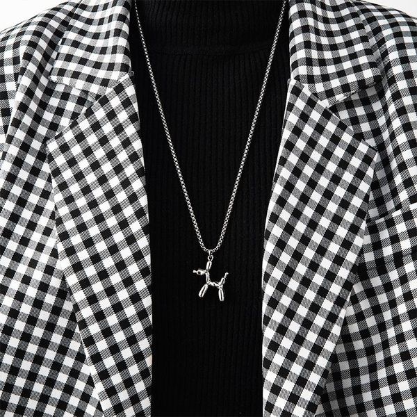 

chains 2021 hip-hop balloon dog necklace men and women ins cute niche design fashion creative sweater chain, Silver