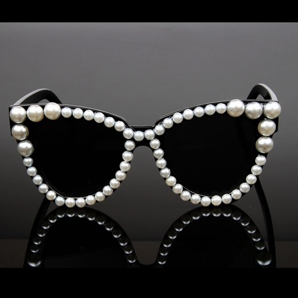 

designer sunglasses est cat eye women brand lady pearl sun glasses for female vintage shades eyewear gafas uv400, White;black