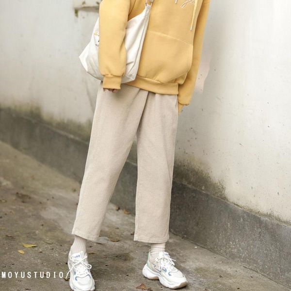 

women's pants & capris women casual straight fashion winter warm plus velvet thicker high waist ankle-length trousers students, Black;white