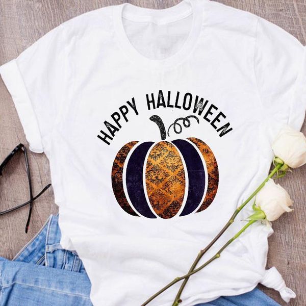 

women graphic plaid pumpkin 90s autumn fall happy thanksgiving halloween clothes lady tees female t shirt womens t-shirt, White