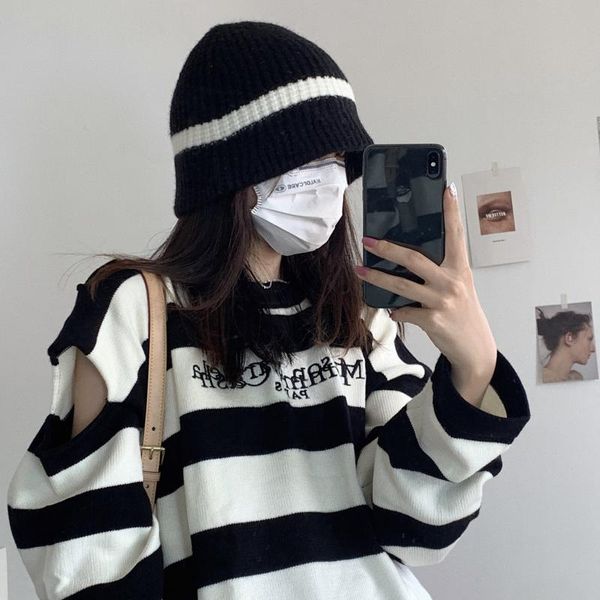 

caps & hats women black knitting keep warm fishermen hat round dome temperament fashion tide all-match autumn winter 2021, Yellow