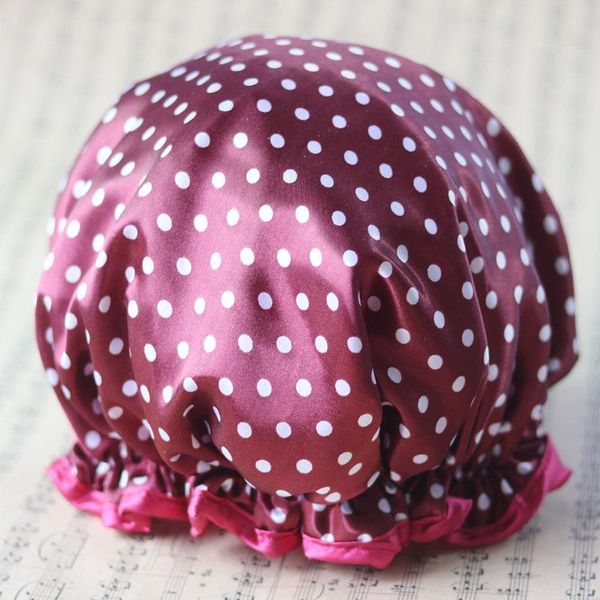 

lovely thick women shower caps colorful double layer bath hair cover adults waterproof drop