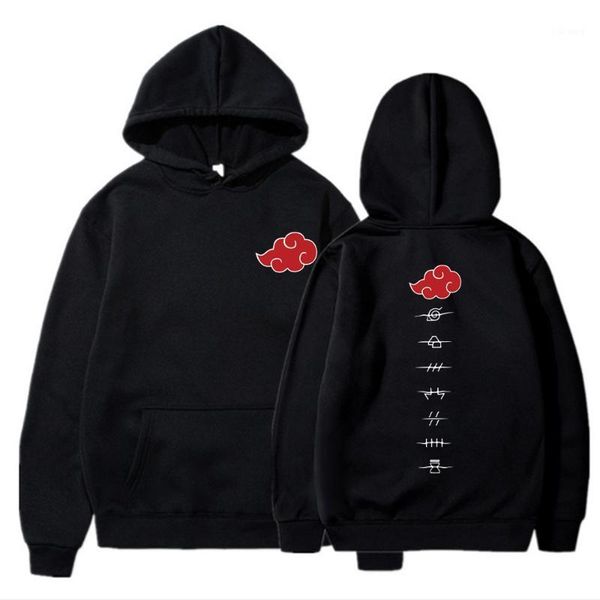 

men's hoodies & sweatshirts japanese anime akatsuki hoodie men women cloud symbol print streetwear pullover oversized, Black