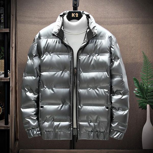 

men's down & parkas winter warm men jacket coat casual autumn hooded short thick white duck parka male glossy fashion, Black