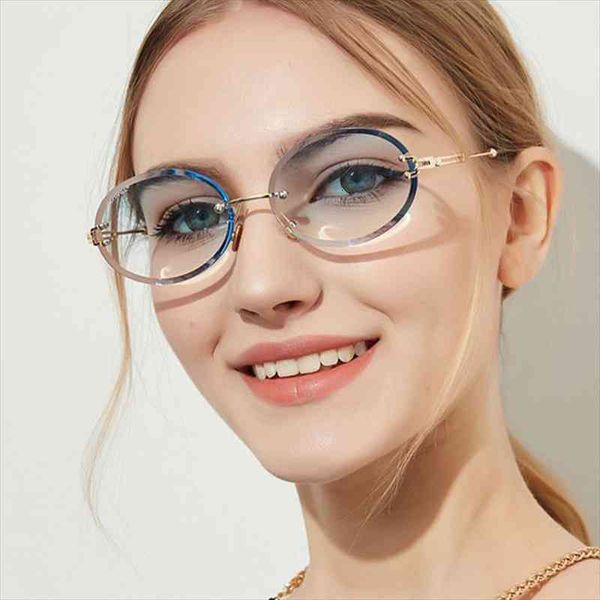 

fashion oval rimless sunglasses women brand design sun glasses gradient pink lens men lady vintage glasses uv400 eyeglasses, White;black