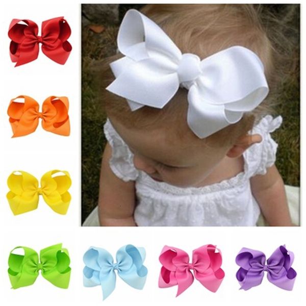 

6 inch baby ribbon bow hairpin clips  colors girl large bowknot with kids clip boutique children hair accessories kh205, Slivery;white