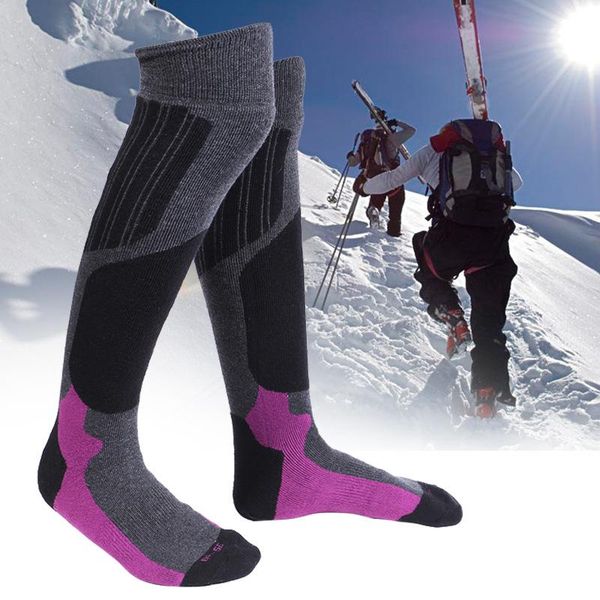 

sports socks ski outdoor thick long loops snow hiking quick-drying men winter warm women, Black