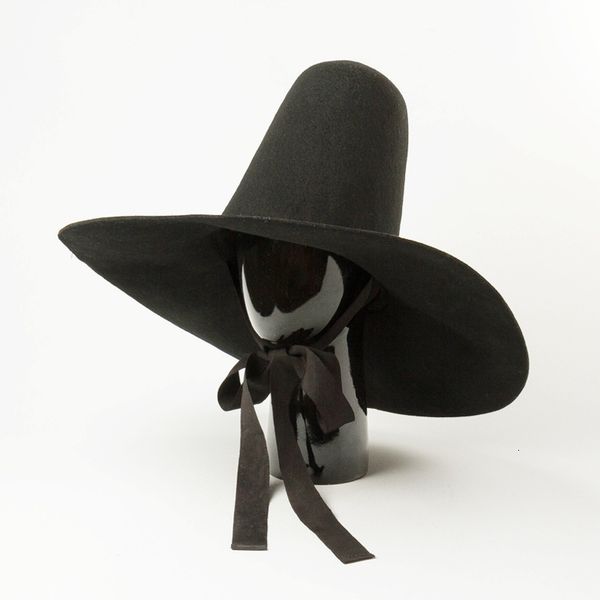 

fashion big hat woolen brim with bandage stage performance modeling felt, Blue;gray