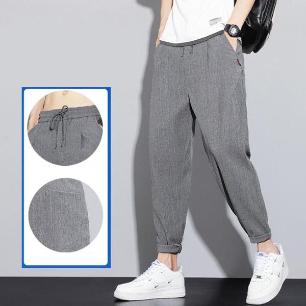 

men's pants summer mens joggers fitness casual quick dry ankle sweatpants breathable student trousers, Black