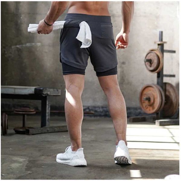 

men's shorts running 2 in 1 sports double fashion jogging fitness, White;black