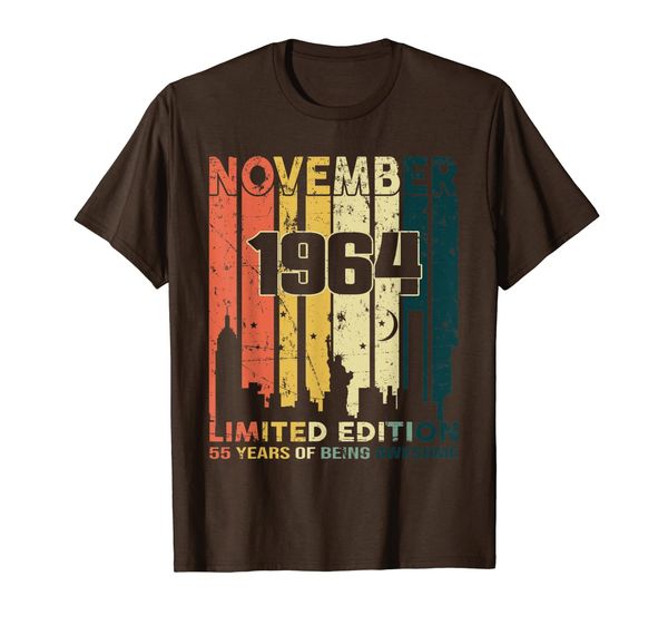 

vintage 55 years old gift awesome since november 1964 shirt, White;black
