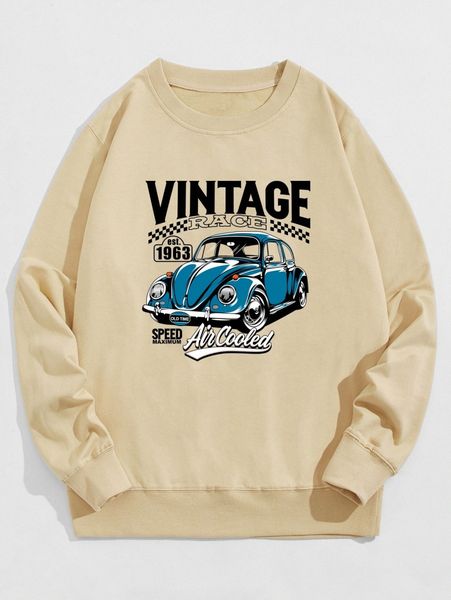 

romwe guys car letter graphic sweatshirt d5fm#, Black