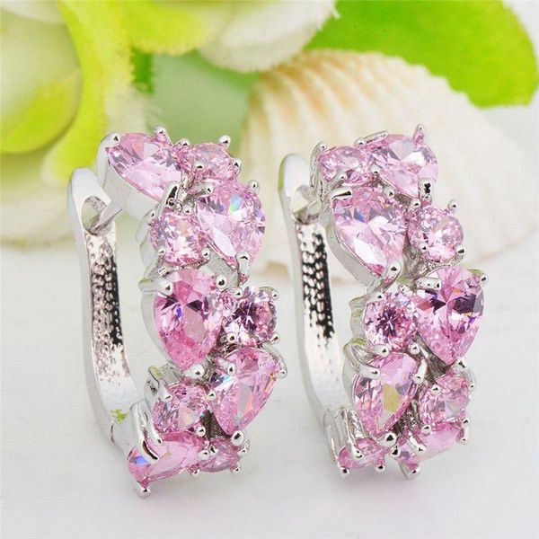 

stud fashion lady earring classic pink stone earrings jewelry for women water drop shape aretes de mujer modernos 2021, Golden;silver
