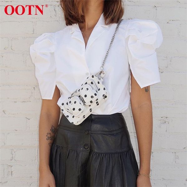 

ootn white puff sleeve womens and blouses fashion spring summer blouse ladies solid short sleeve shirt female tunic 21302