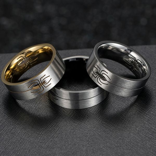 

18k titanium steel spider silk men's band rings platinum fashion wedding anniversary european american style jewelry not fade, Silver