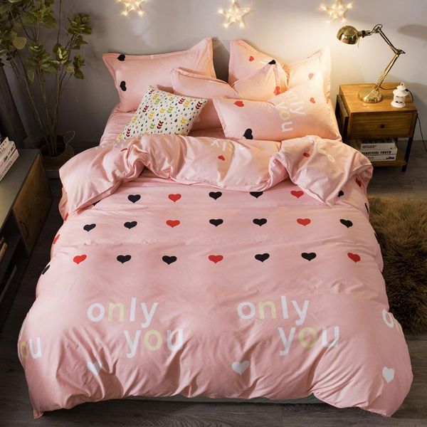 

cute student dormitory bedding set of four sheets quilt cover set of three gifts home textile kit bed  sizebedding