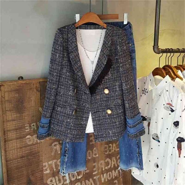 

suit jacket autumn and winter large size women's loose double-breasted casual ladies elegant coat female 210527, White;black