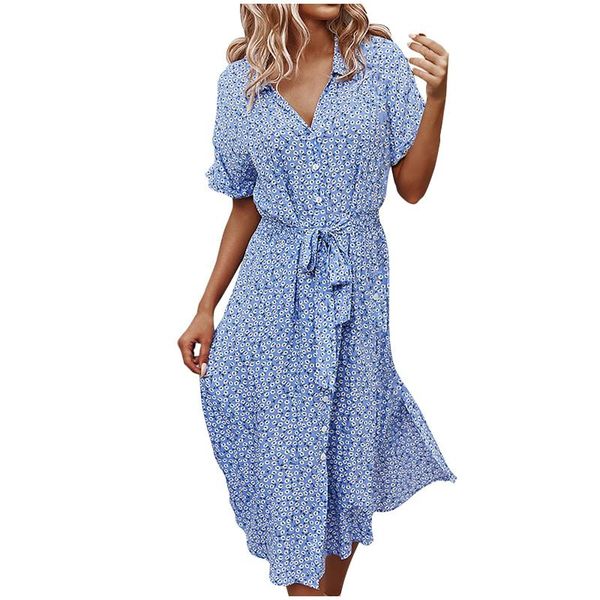 

women's swimwear fashion women summer dresses short sleeve deep v neck floral print ladies long maxi high waist casual dress, White;black
