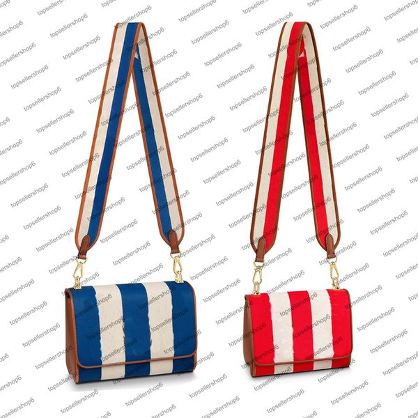 

m57659 twist mm m57722 pm women bag calf leather colorful striking blue red stripe embroidered canvas flower purse clutch crossbody handbag