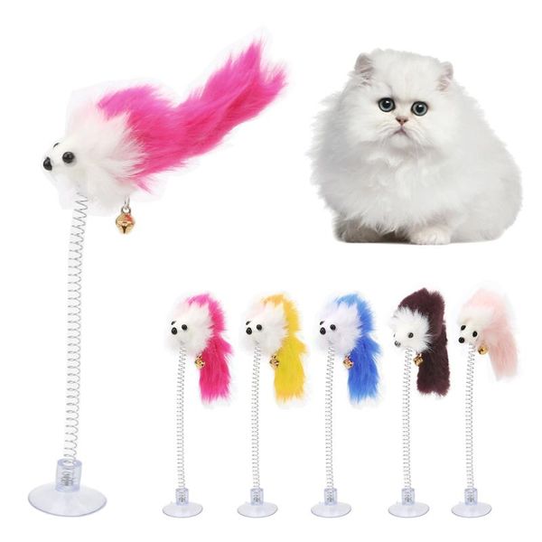 

cat toys mice shape feather with suckers plastic toy false mouse pet products random color