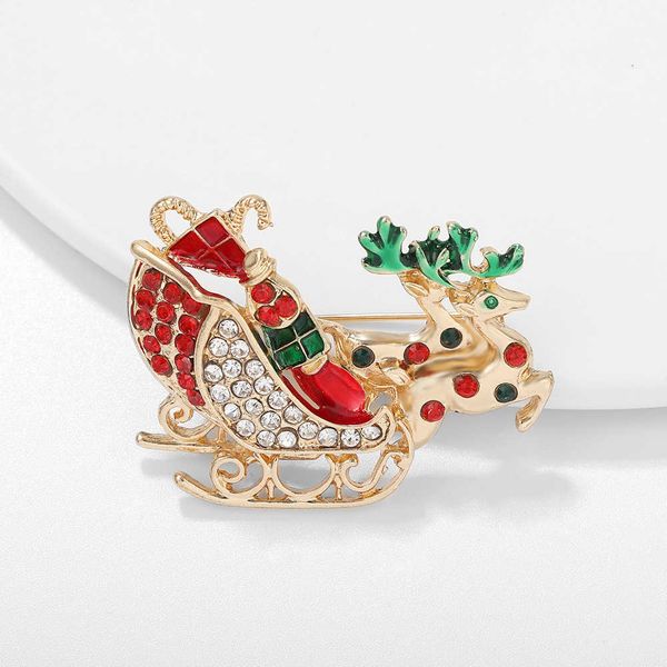 

new dream cute animal pin inlaid with diamond european, american and japanese stars same christmas elk brooch, Silver